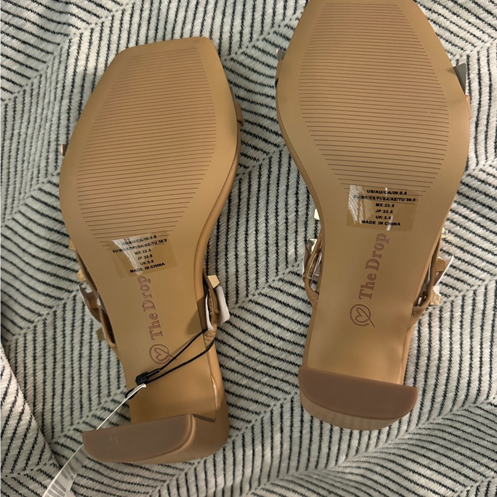 The Drop Elegant Tan Studded Avery Heels - Picture 11 of 14